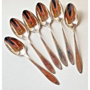 6 Argosy 1926 Silverplate Oval Soup Spoons 1847 Rogers Bros USA 7.25" Vintage